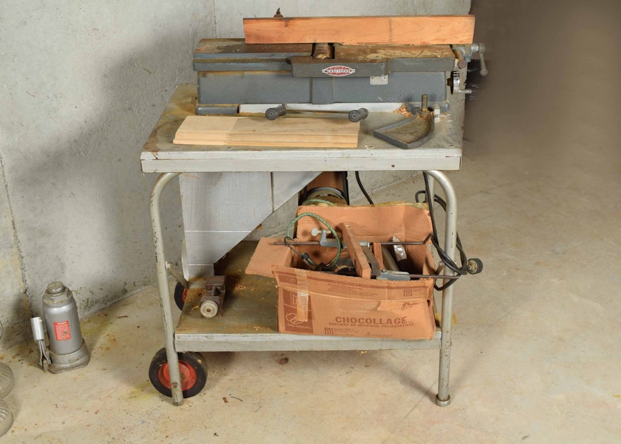 Vintage Craftsman Woodworking Jointer and Cart EBTH