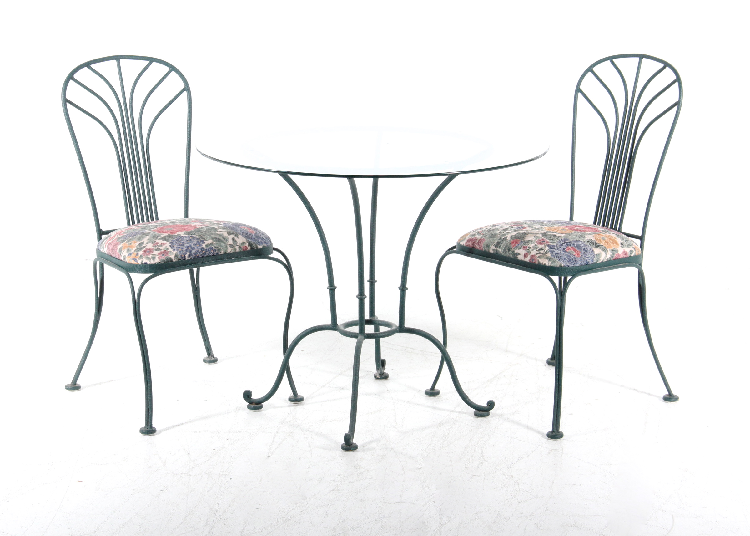 Glass Top Wrought Iron Patio Table and Chairs EBTH