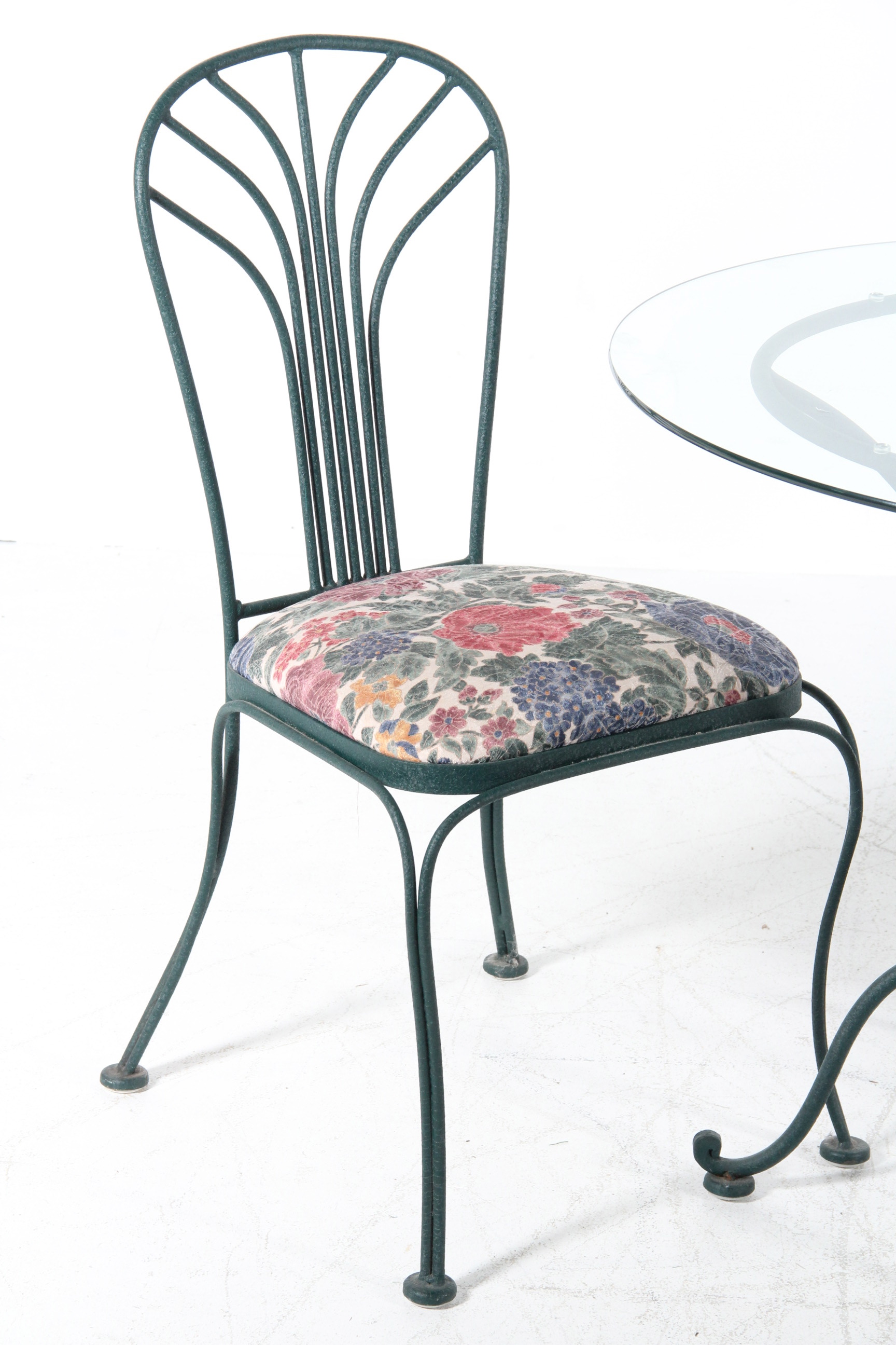 Glass Top Wrought Iron Patio Table and Chairs EBTH