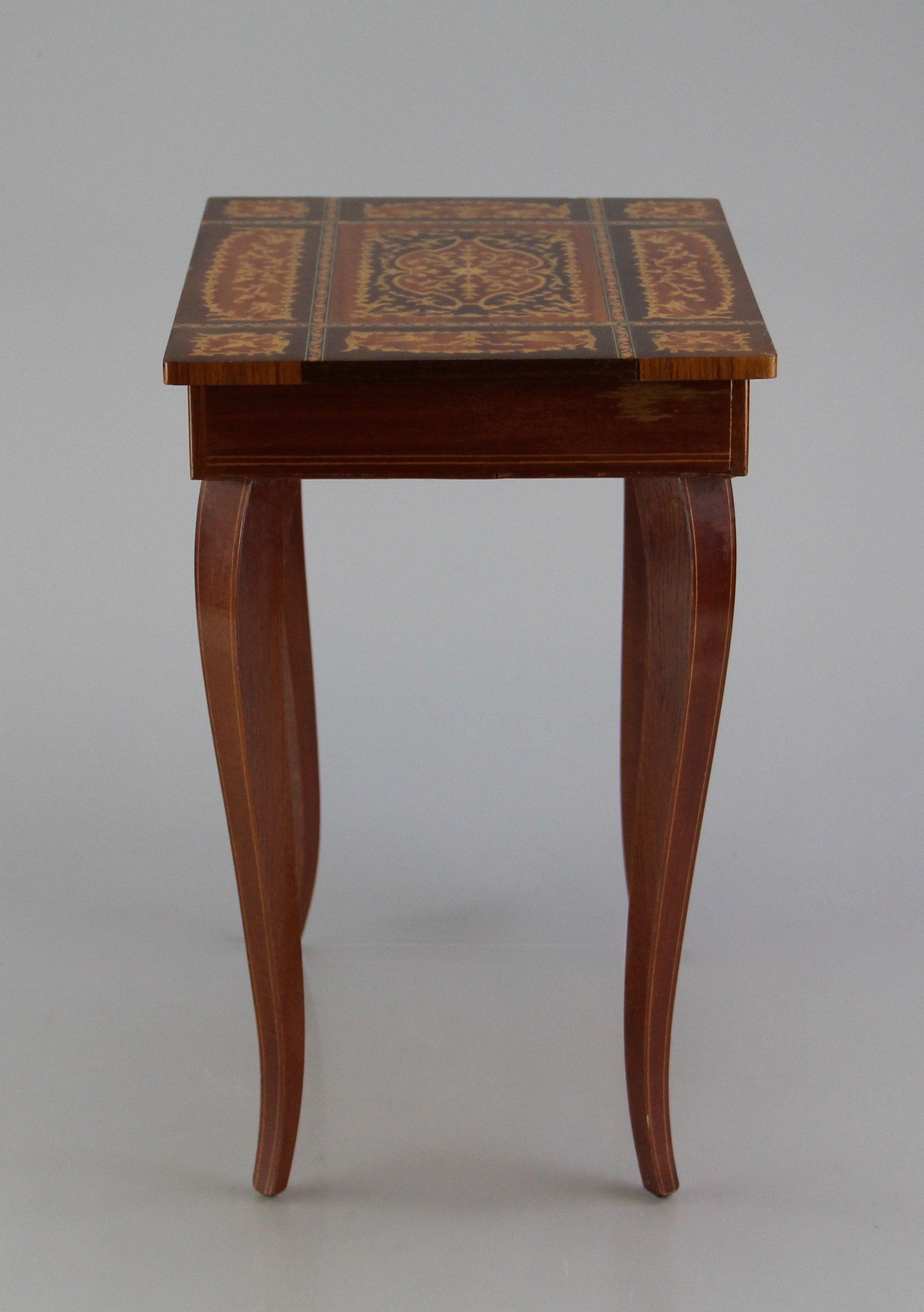 Vintage Reuge Wood Inlay Music Box Side Table | EBTH