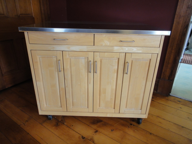 Wood and Stainless Steel Top Kitchen Island on Castors EBTH