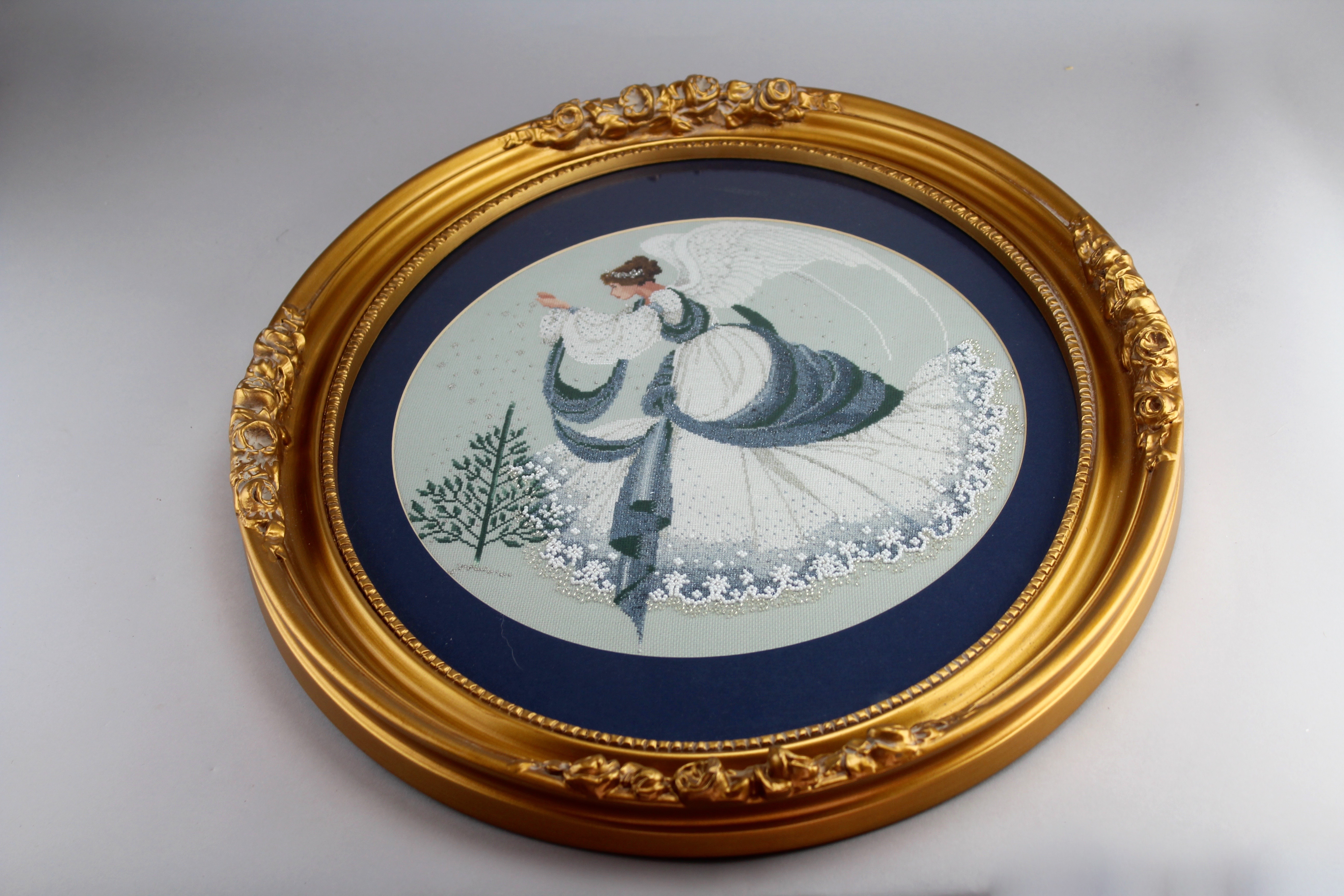 Needlepoint Angels in Oval Frames EBTH