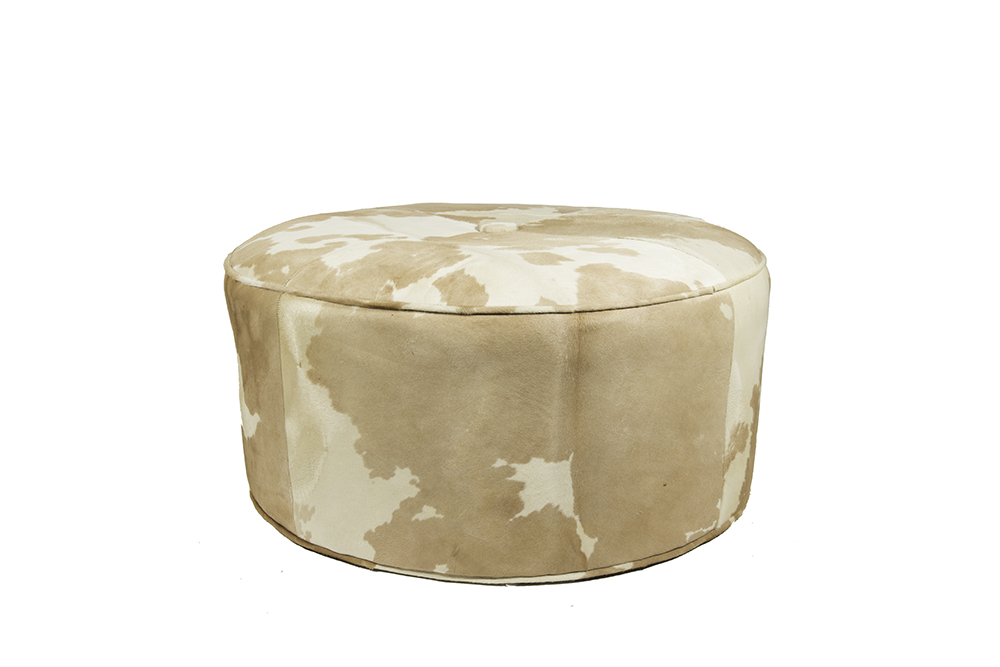 Round Cowhide Ottoman Ebth