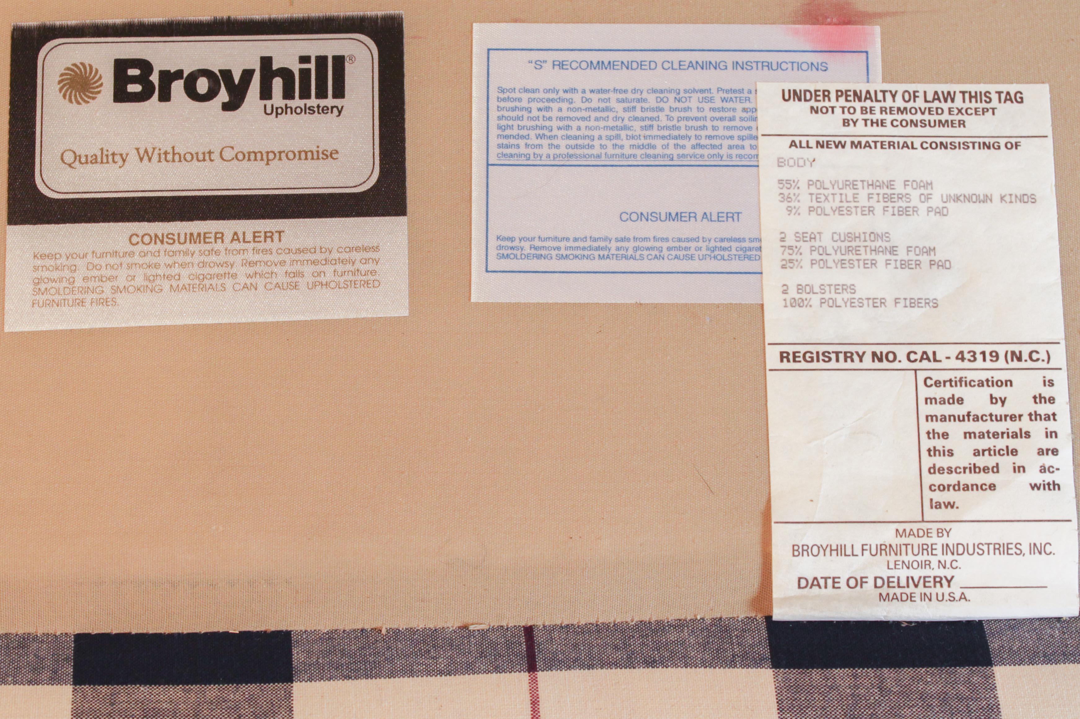 Broyhill Blue Plaid Loveseat EBTH