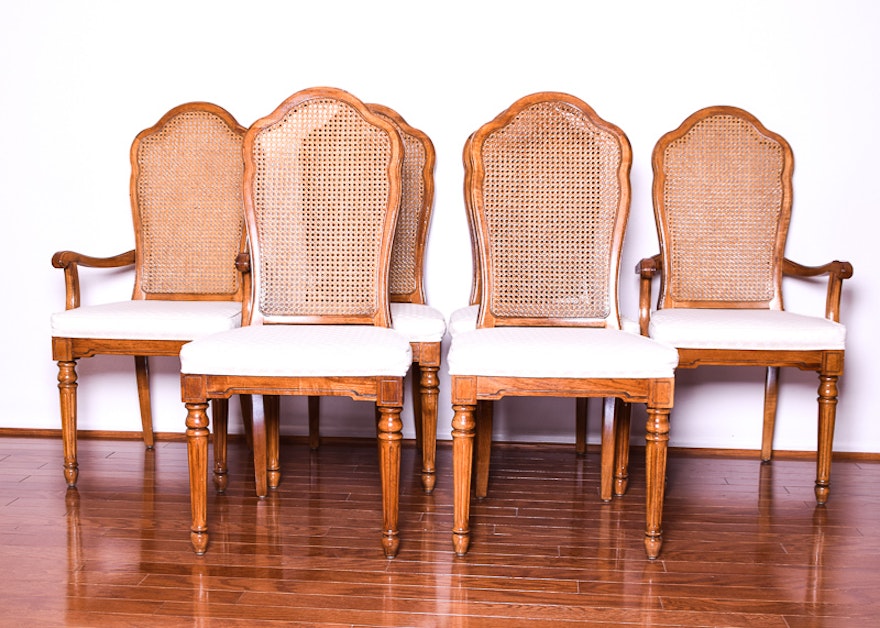 Set of Six Thomasville Cane Back Dining Chairs : EBTH