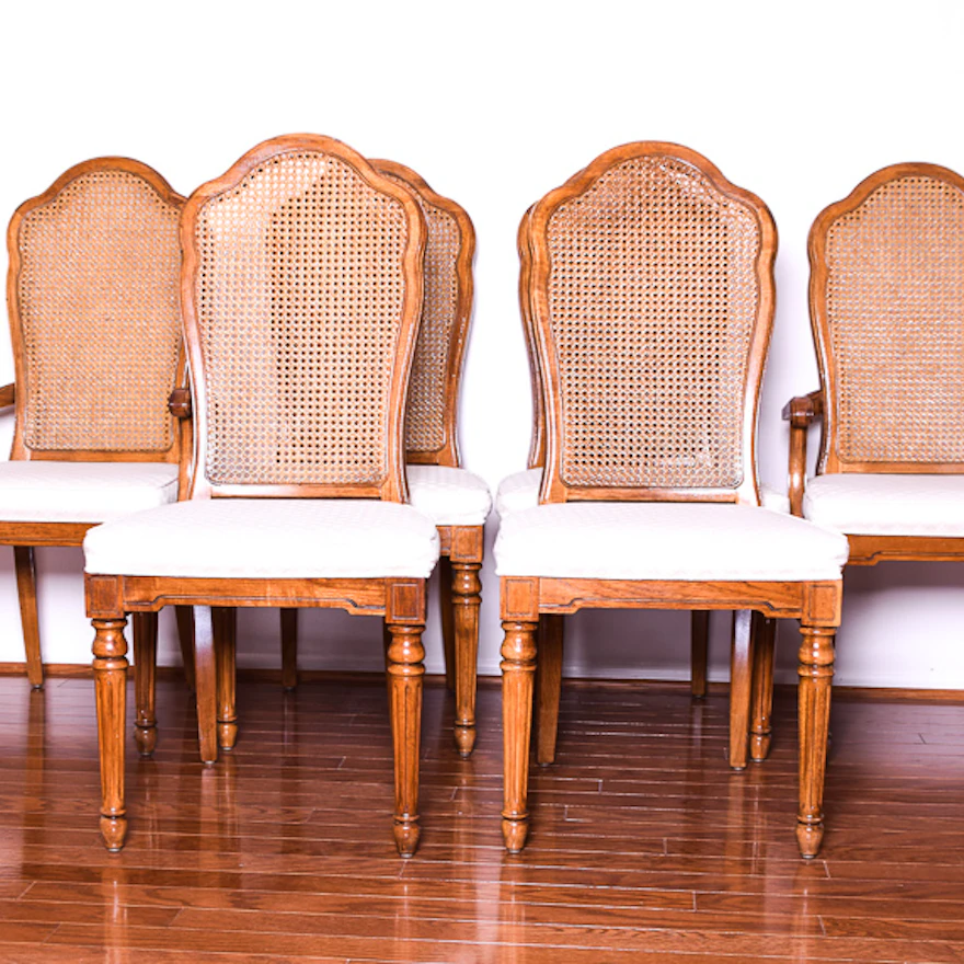 Set of Six Thomasville Cane Back Dining Chairs : EBTH