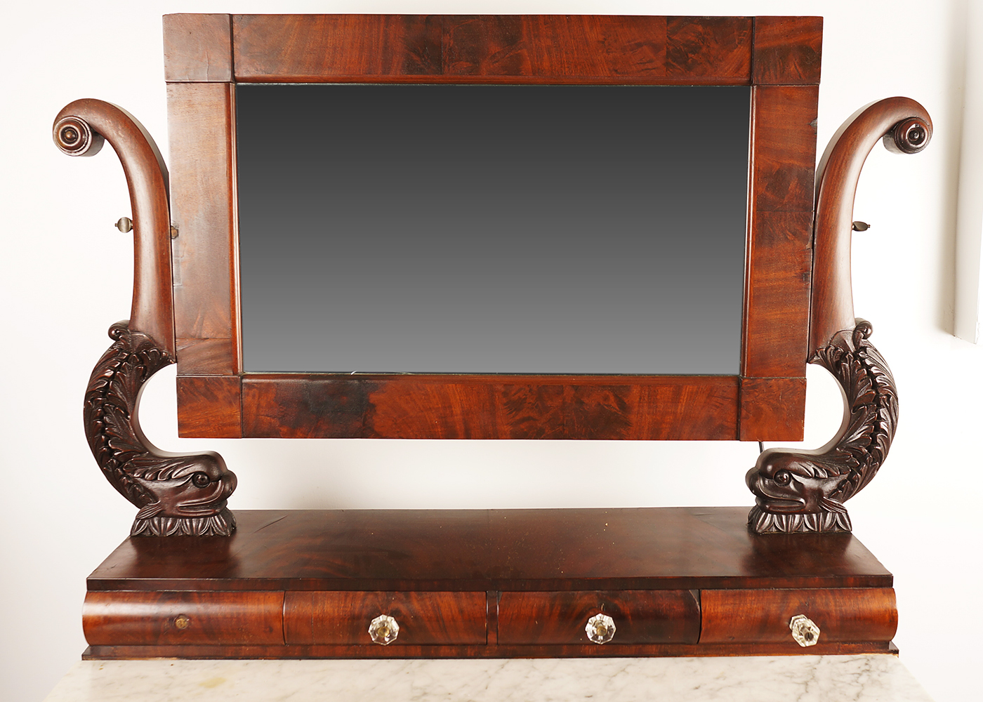 Victorian Mahogany Vanity with Marble Top and Adjustable Mirror EBTH