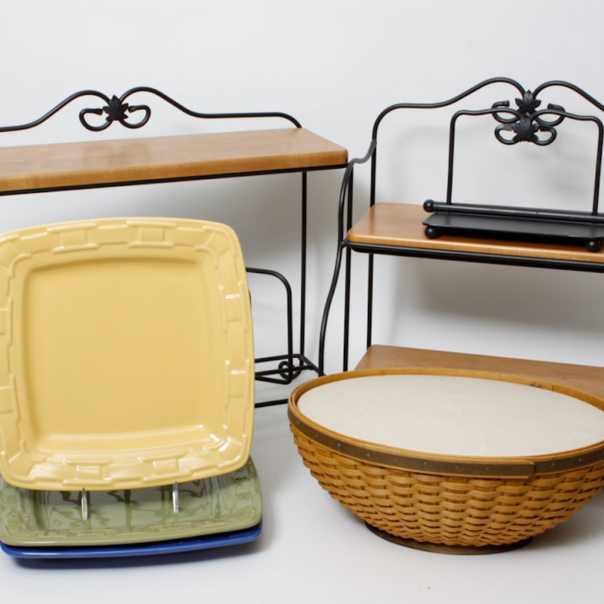 Longaberger Wrought Iron Bakers Rack, Plate Rack, Napkin Holder : EBTH Longaberger Wrought Iron Bakers Rack, Plate Rack, Napkin Holder : EBTH