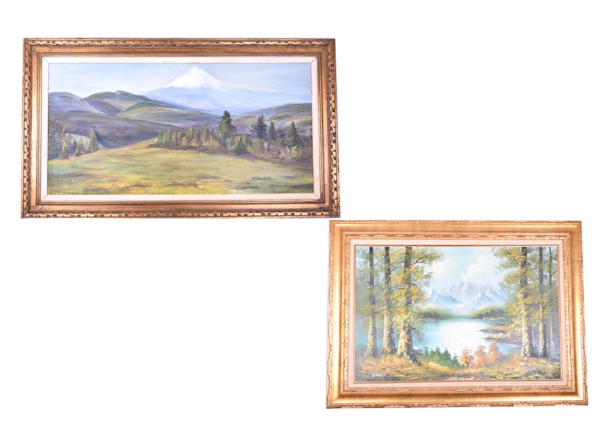 Pair of Large Framed Landscape Paintings EBTH