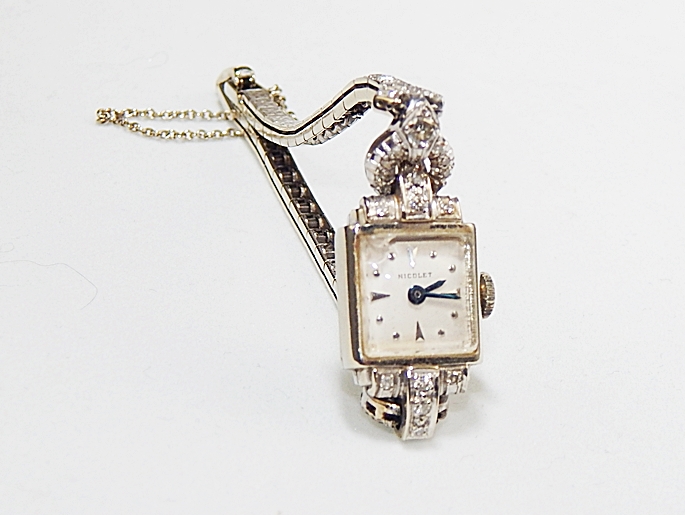 Vintage 14K White Gold and Diamond Nicolet Watch EBTH