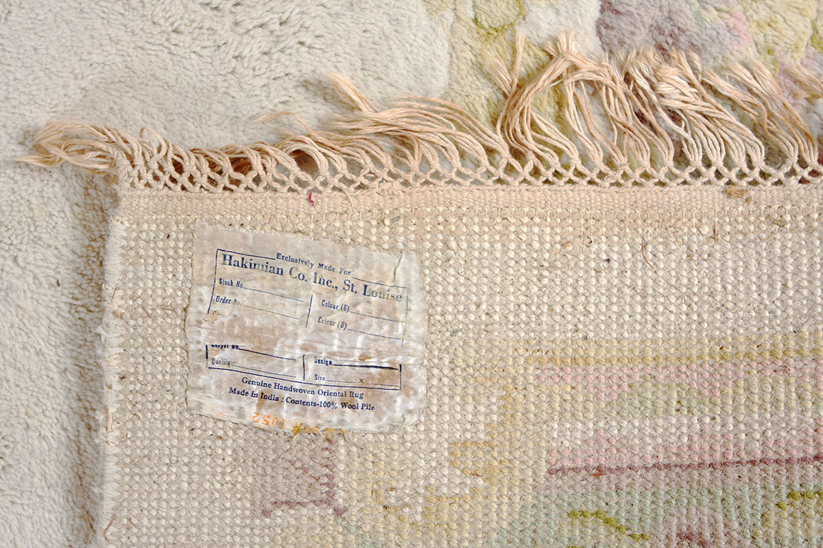 HandKnotted Indian Wool Cream and Flower Rug EBTH