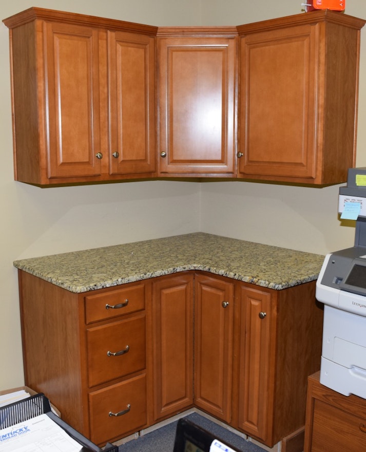 Maple Corner Cabinet And Granite Countertop Set Ebth