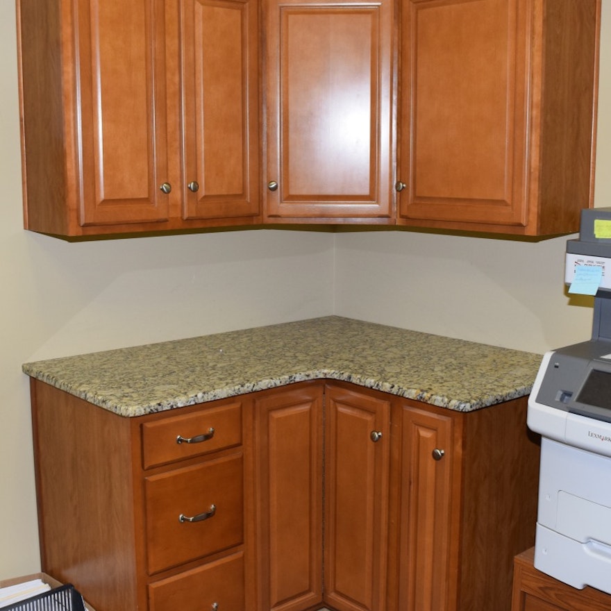 Maple Corner Cabinet And Granite Countertop Set Ebth