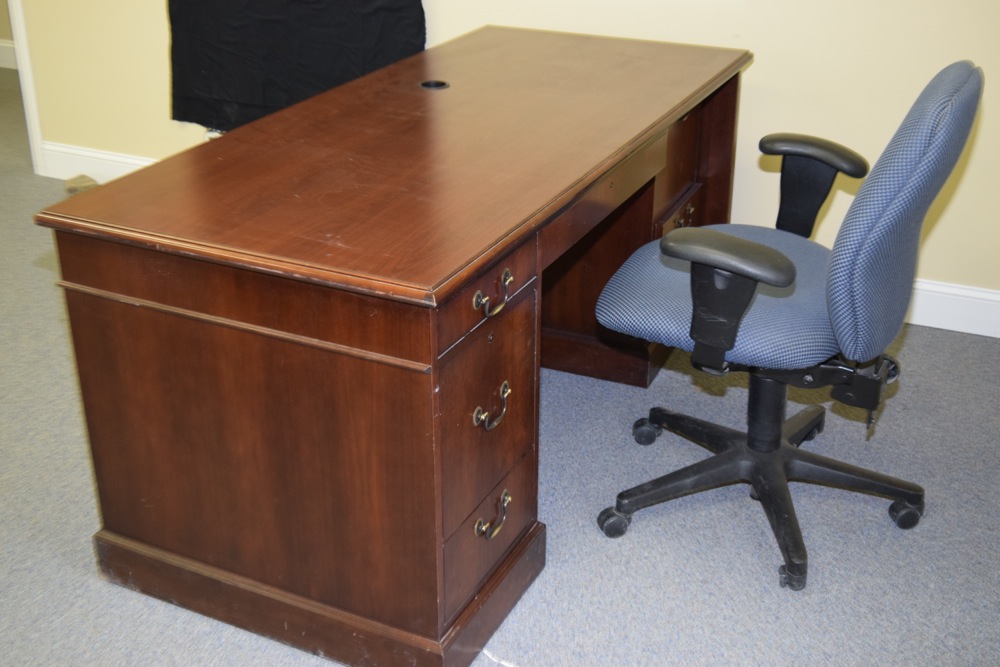 Cherry Office Desk and Desk Chair EBTH