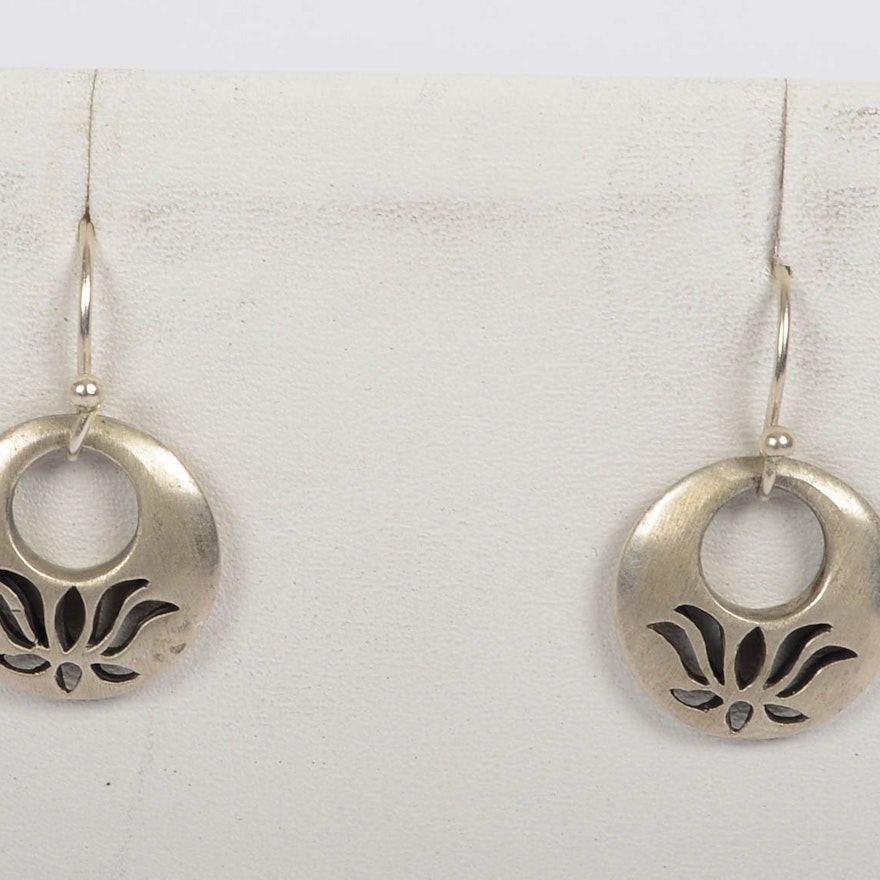 Satya Open Lotus Sterling Silver Earrings Ebth Satya Open Lotus Sterling Silver Earrings