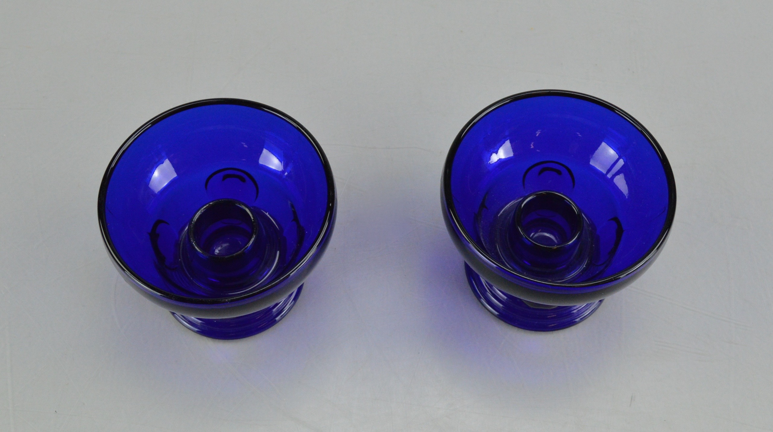Blue Tea Kettle and Glass Candle Holders EBTH