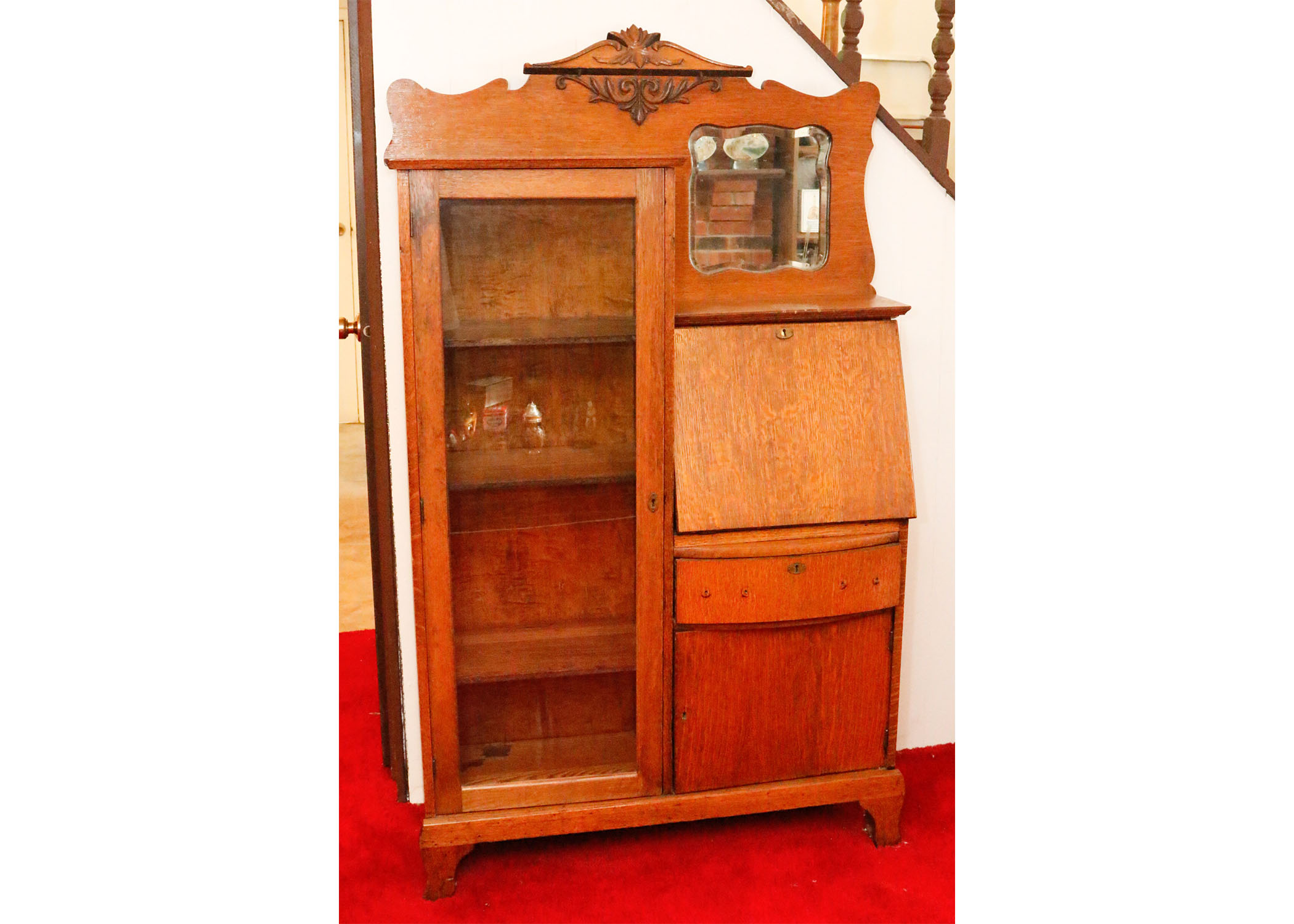 Oak Secretary Desk And Bookcase C 1890 1910 Ebth