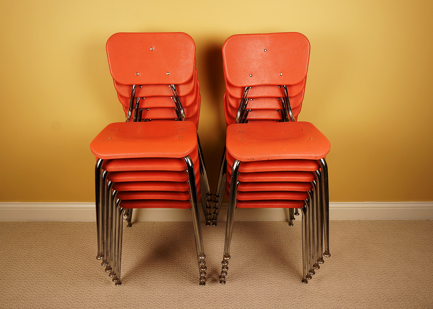 Stackable Classroom Style Plastic Orange Chairs EBTH