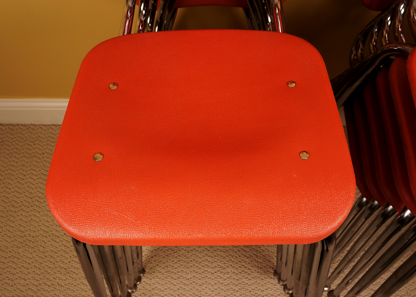 Stackable Classroom Style Plastic Orange Chairs EBTH