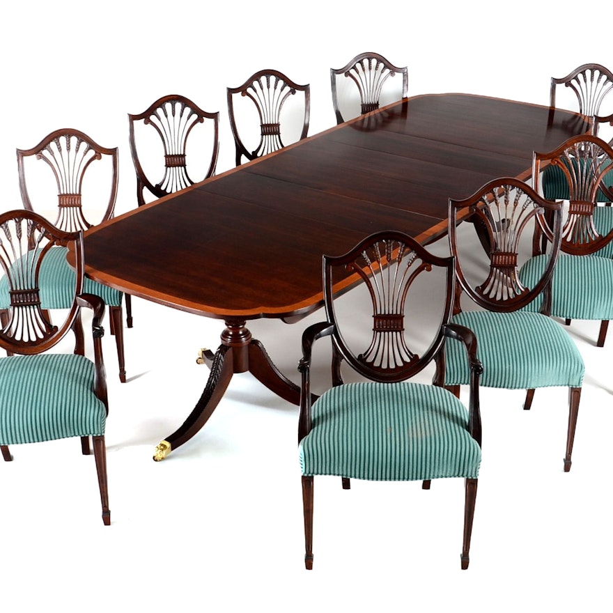 Stickley Hepplewhite Style Dining Table And Ten Chairs Ebth