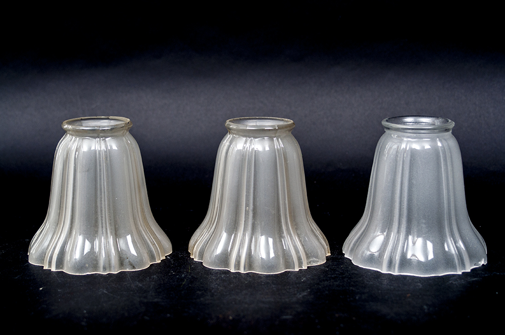 Set of Antique Frosted Glass Lamp Shades EBTH