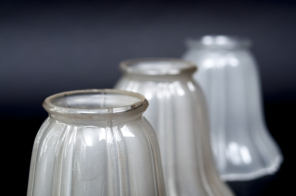 Set of Antique Frosted Glass Lamp Shades EBTH