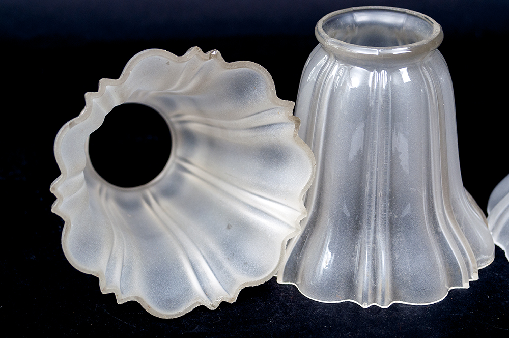 Set of Antique Frosted Glass Lamp Shades EBTH