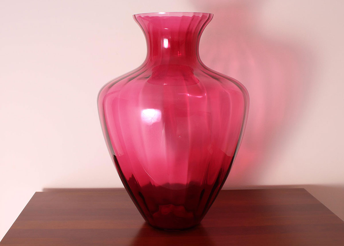 Large Cranberry Glass Vase Ebth