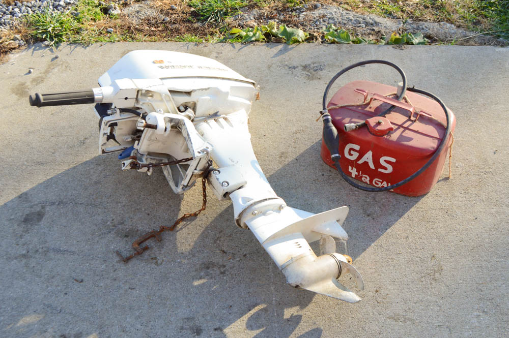 Chrysler West Bend Outboard Motor and Gas Container EBTH