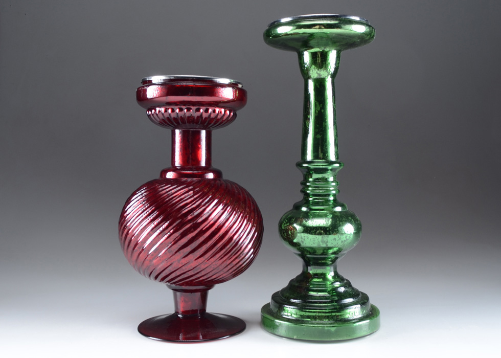 Pottery Barn Mercury Glass Pillar Candle Holders Ebth