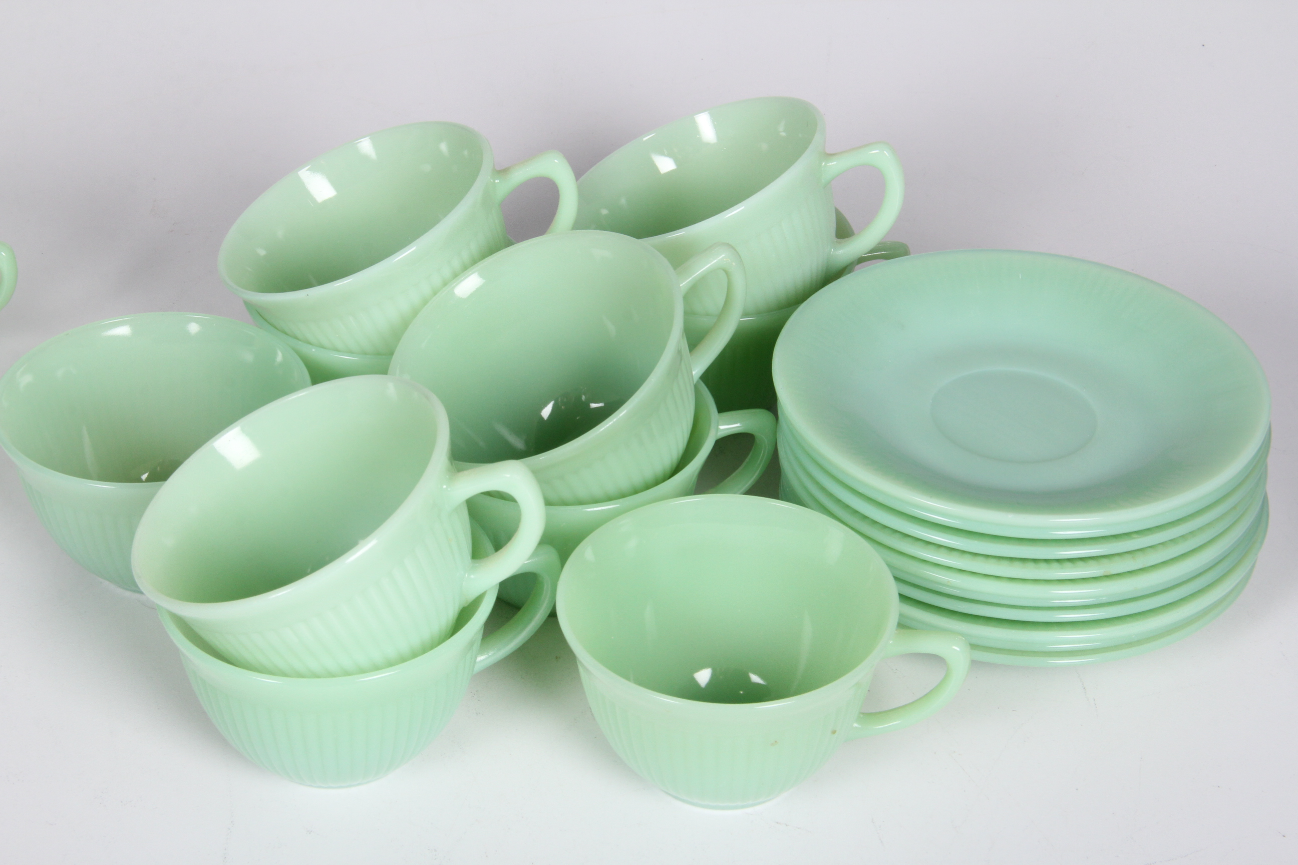 Fire King Jadeite Teacup and Saucer Set EBTH