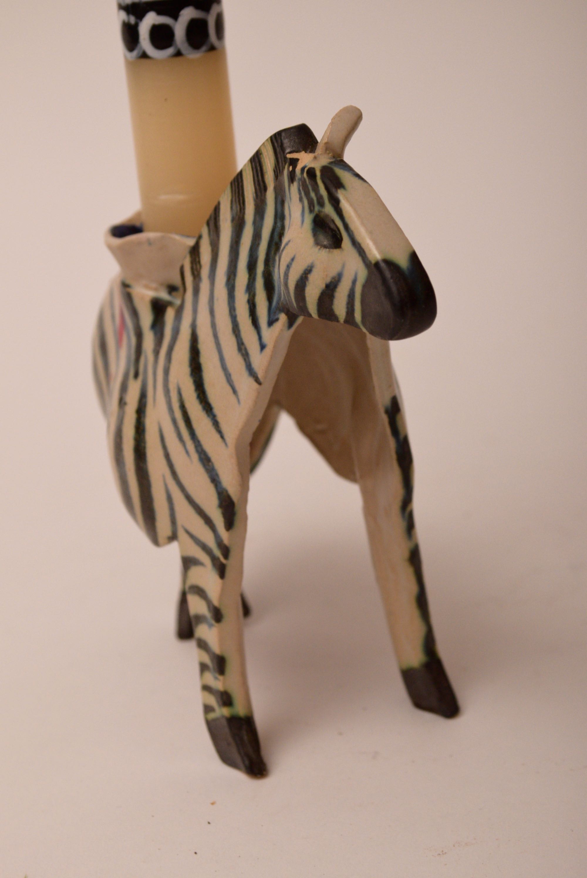 Pair of Porcelain Zebra Candle Holders EBTH