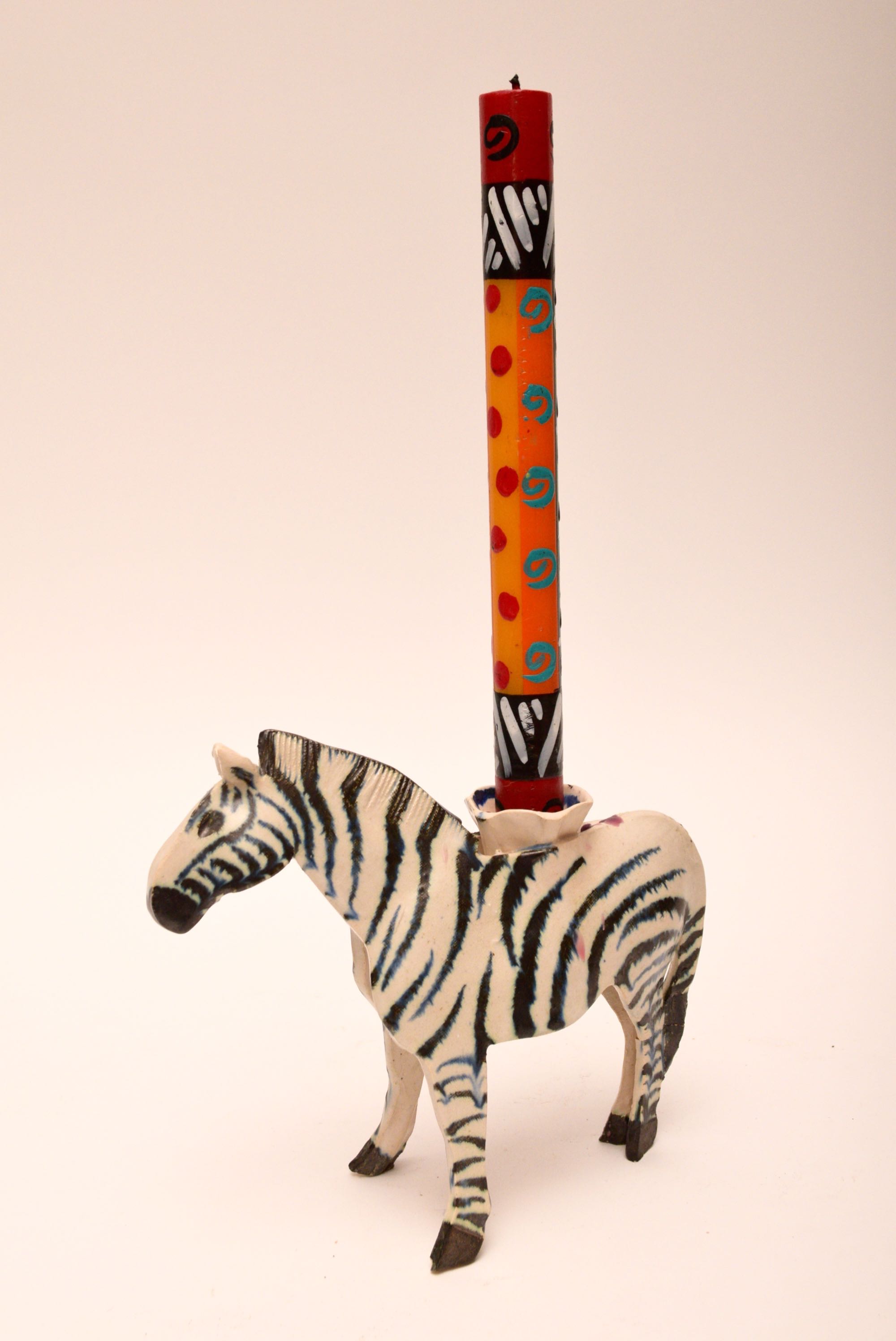 Pair of Porcelain Zebra Candle Holders EBTH