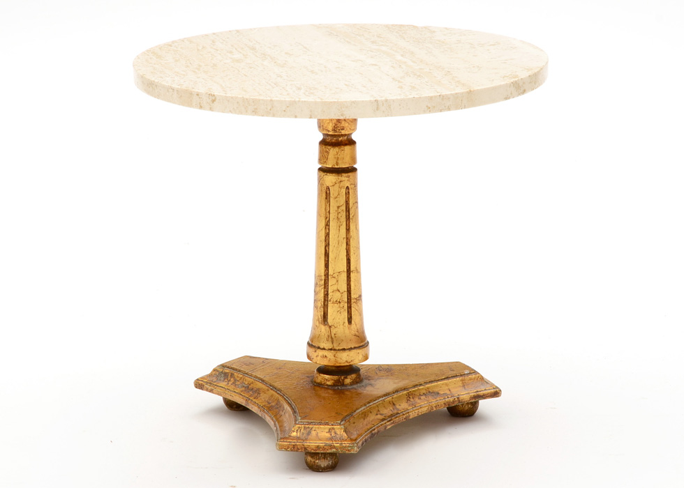 Travertine Marble End Table EBTH