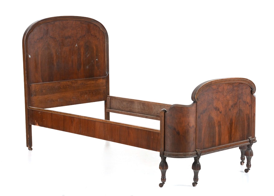 Antique Walnut Twin Bed with Curved Footboard : EBTH