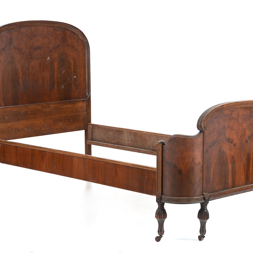 Antique Walnut Twin Bed with Curved Footboard : EBTH