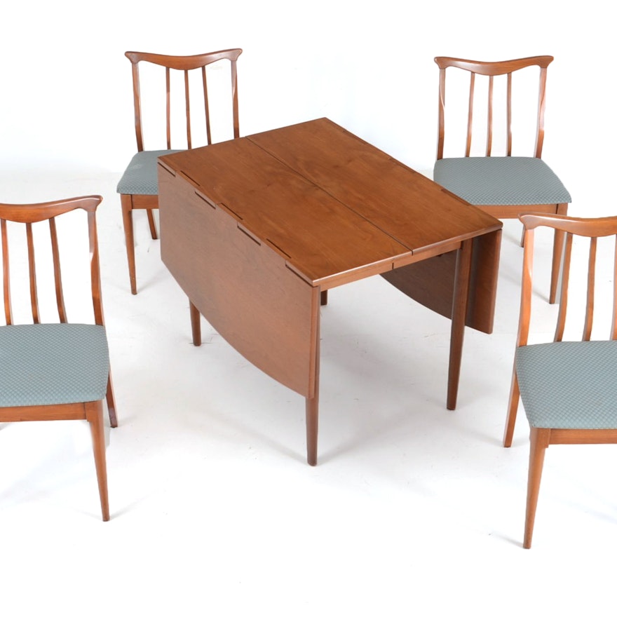 Drexel Parallel Drop Leaf Table And Four Mid Century Chairs