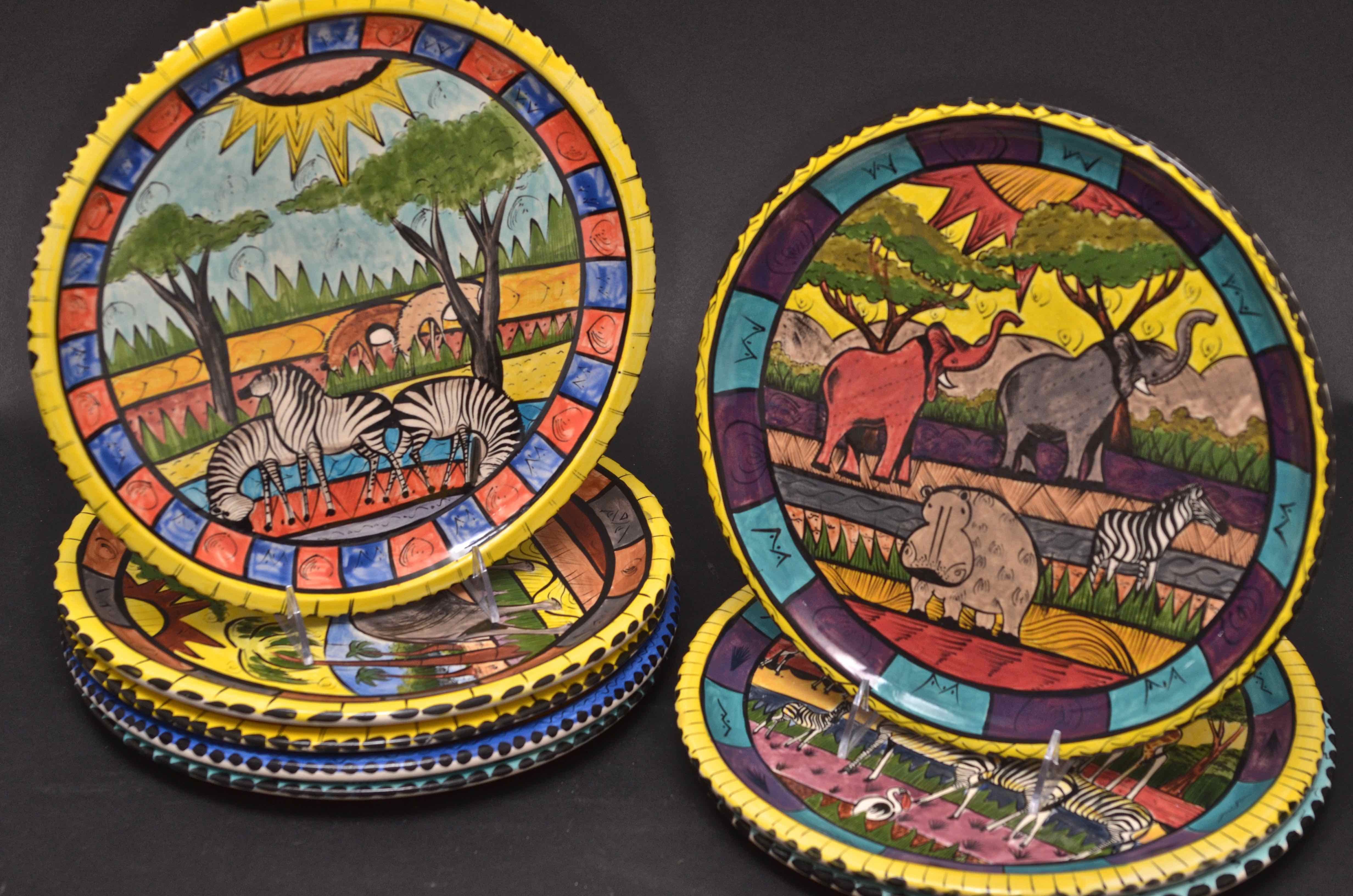 HandPainted African Animal Plates EBTH
