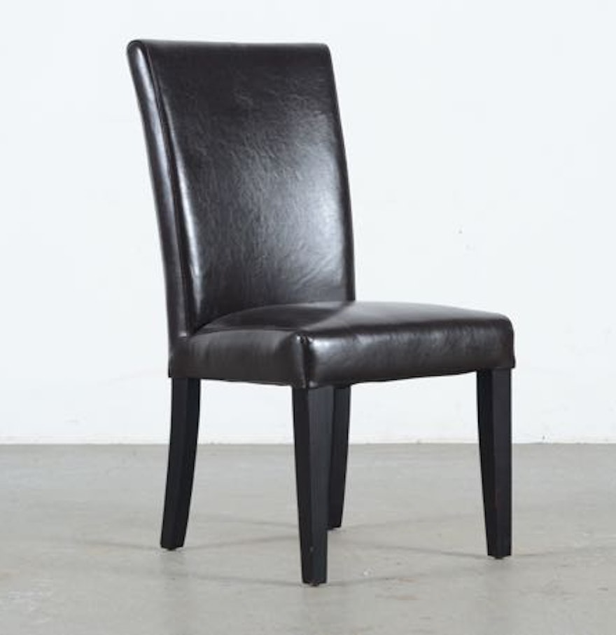 Black Leather Parsons Style Chair : EBTH