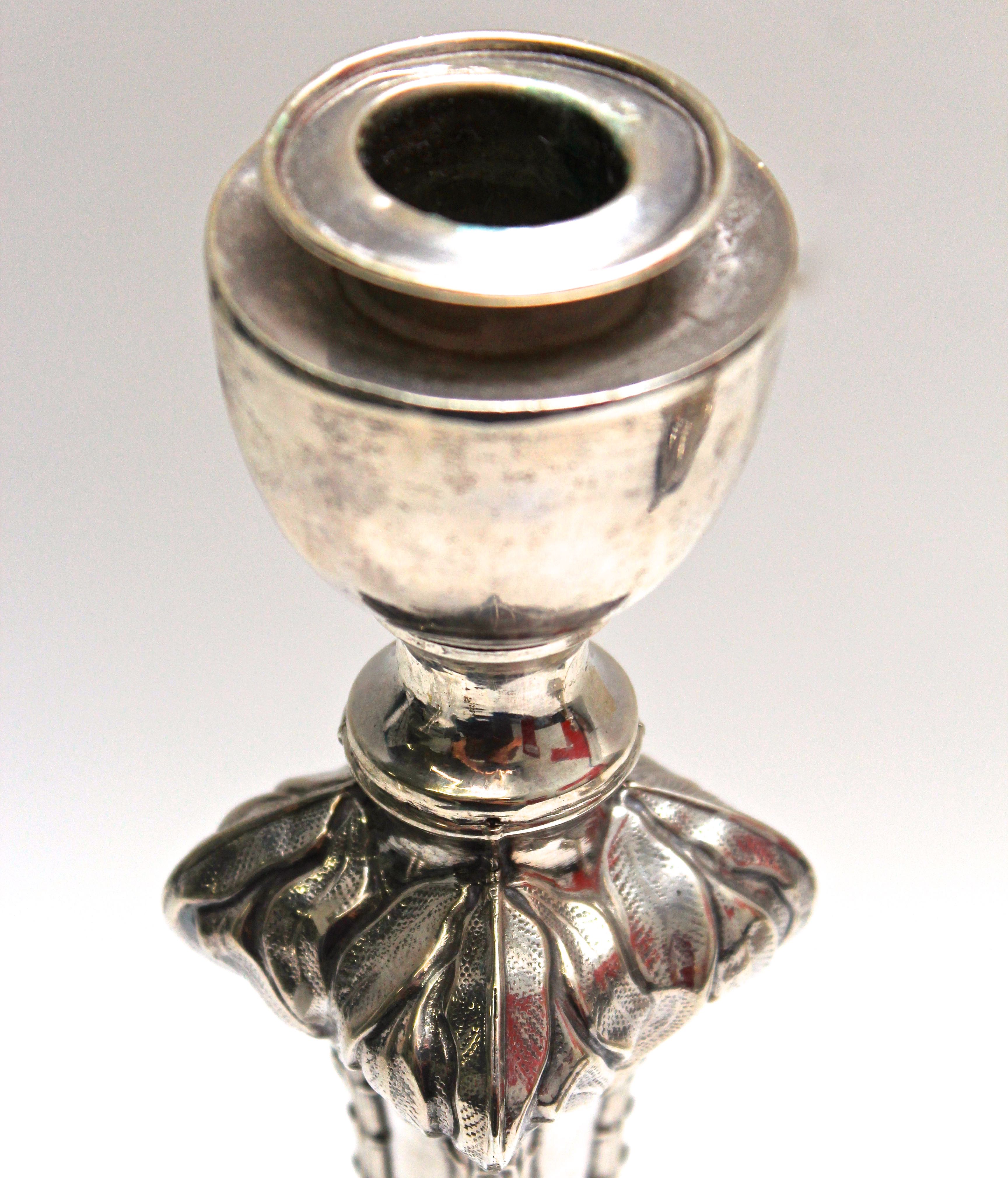 Pair of Antique Hollow Austrian 800 Silver Candlesticks EBTH