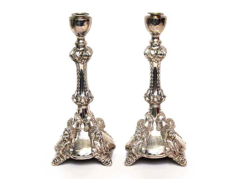 Pair of Antique Hollow Austrian 800 Silver Candlesticks EBTH