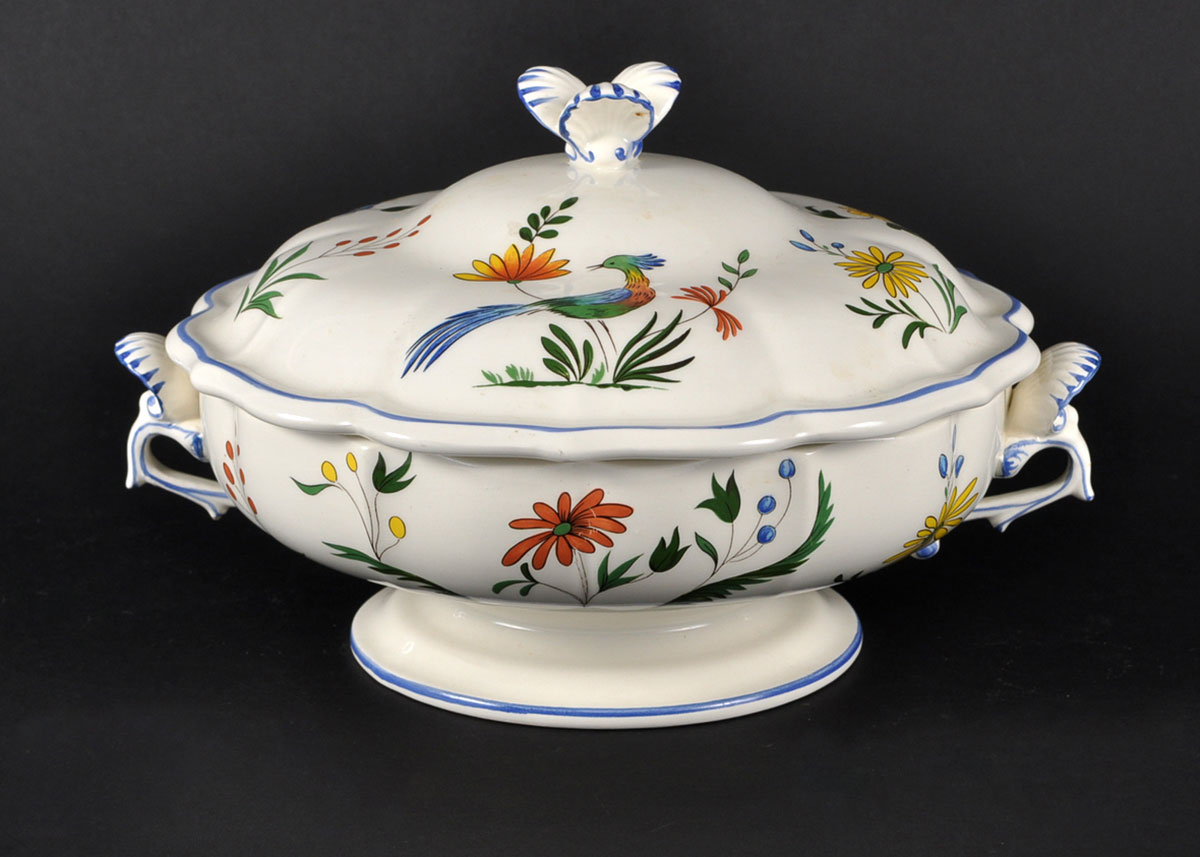 Gien France Faience Covered Vegetable Oiseaux De Paradis