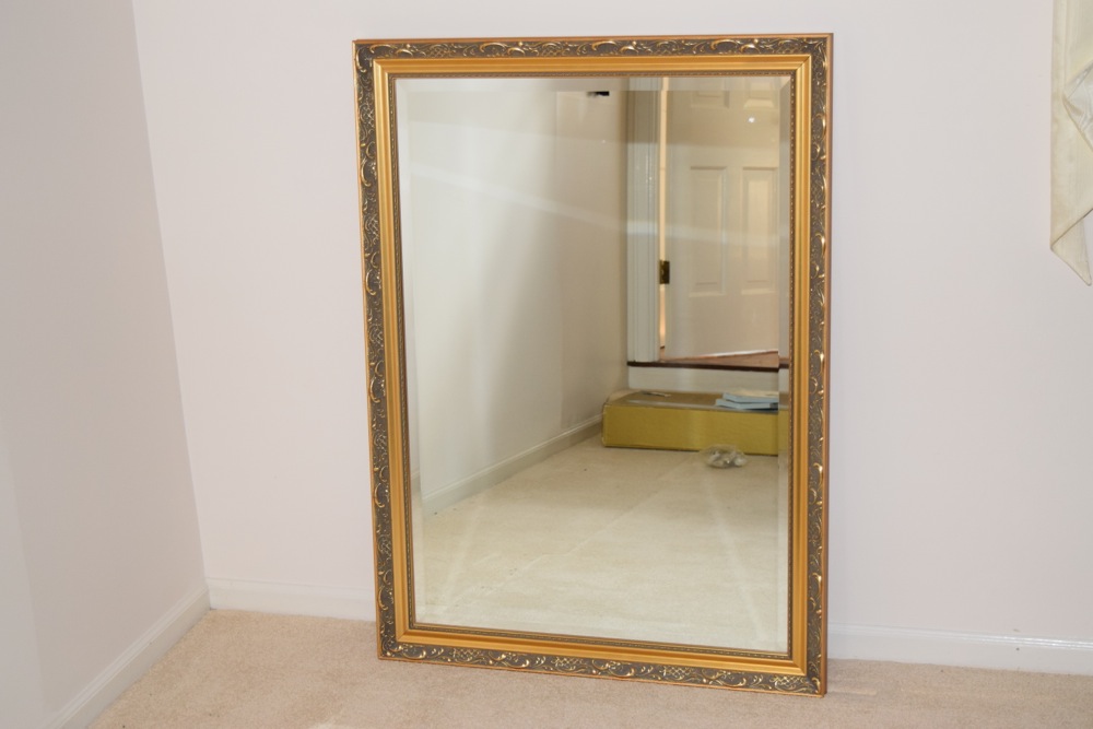 Carolina Mirror Company Beveled Wall Mirror in Gilt Tone Frame EBTH