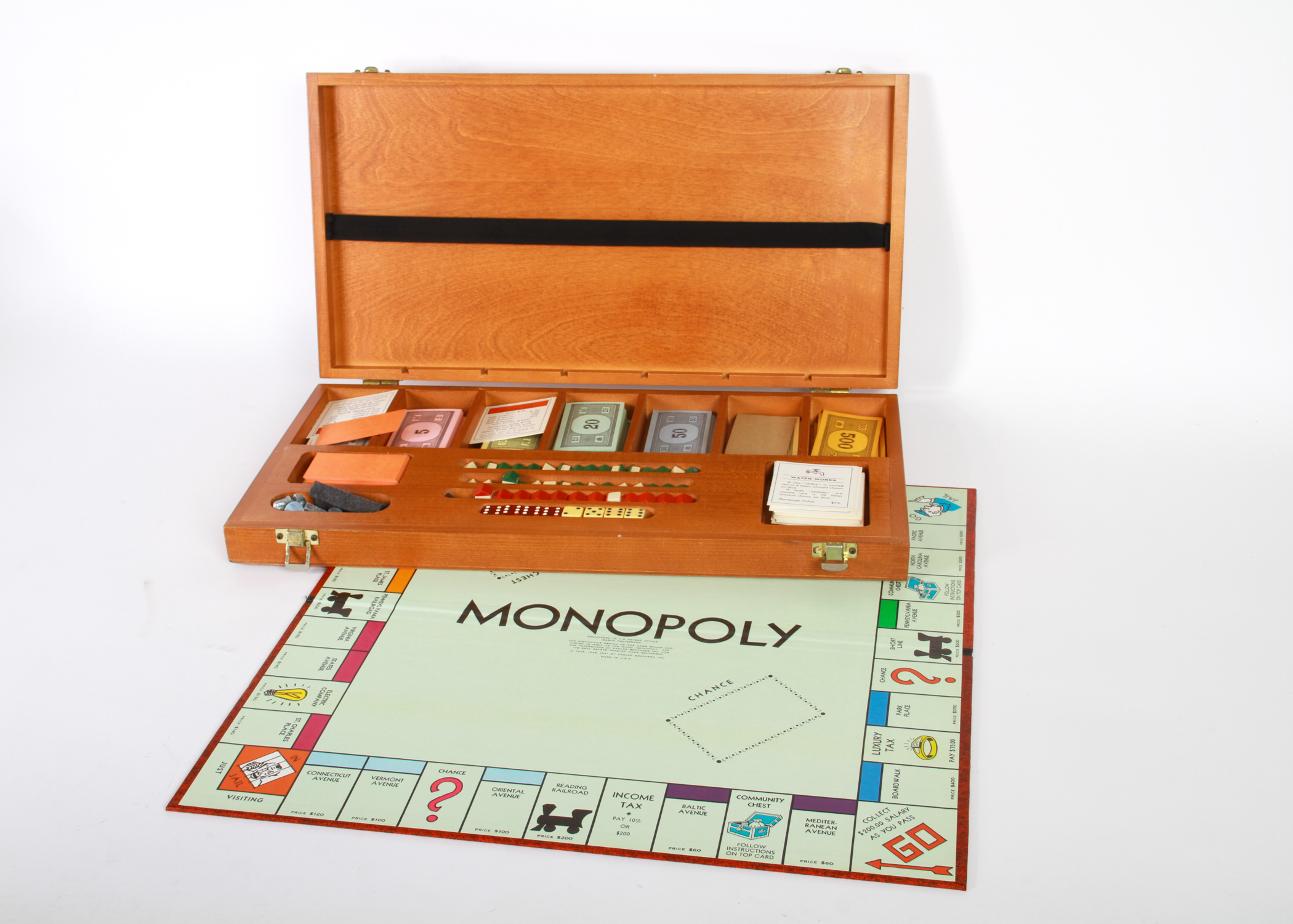 vintage monopoly game wooden box