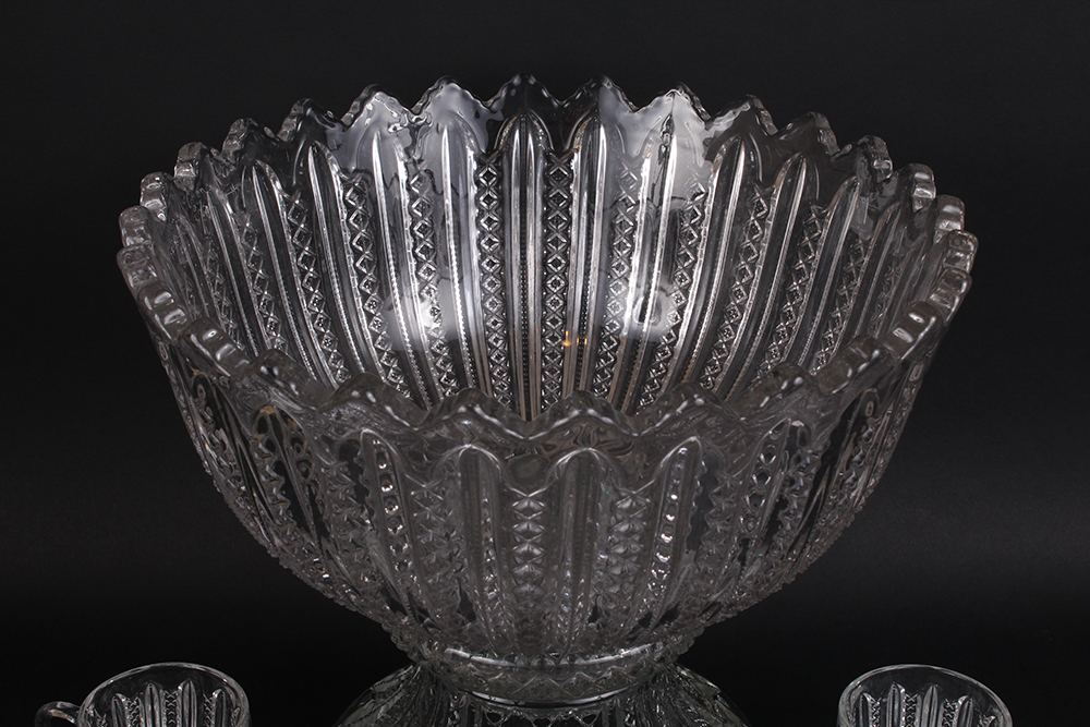 Antique Pressed Glass Punch Bowl Set EBTH