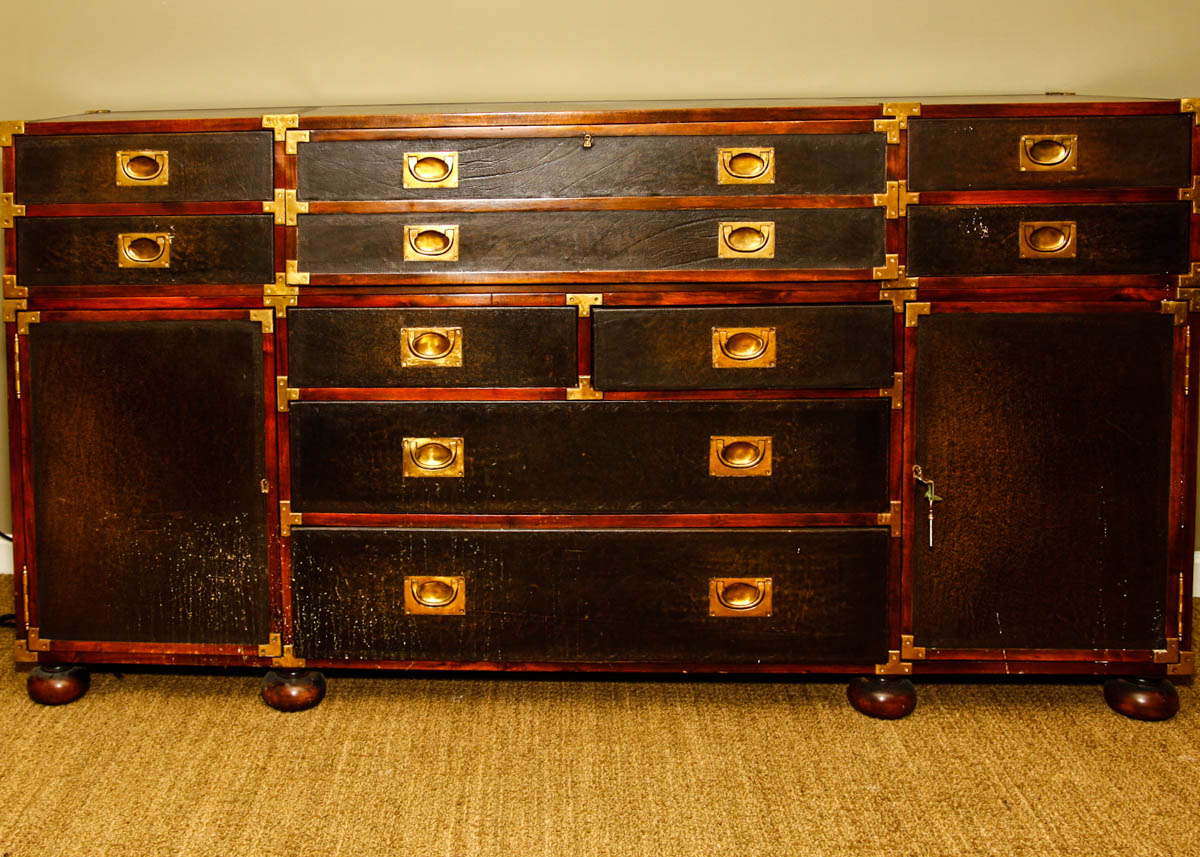 Faux Trunk Campaign Style Triple Dresser EBTH