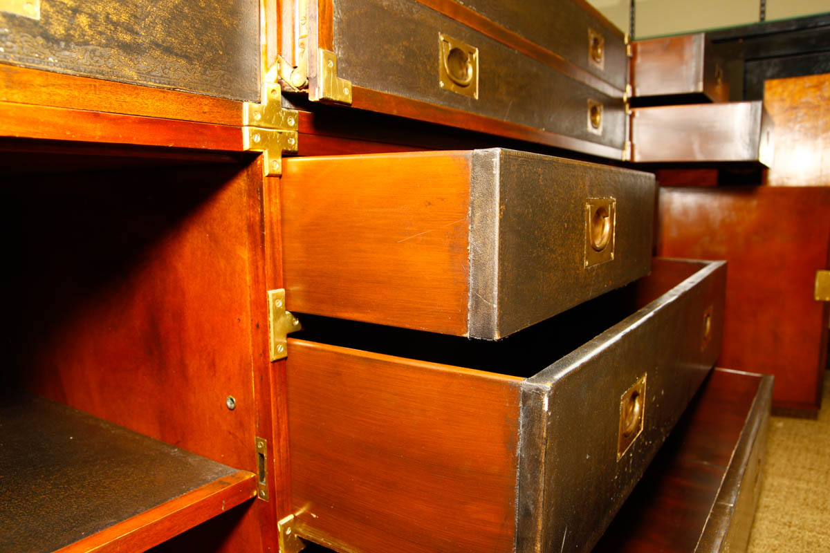 Faux Trunk Campaign Style Triple Dresser EBTH