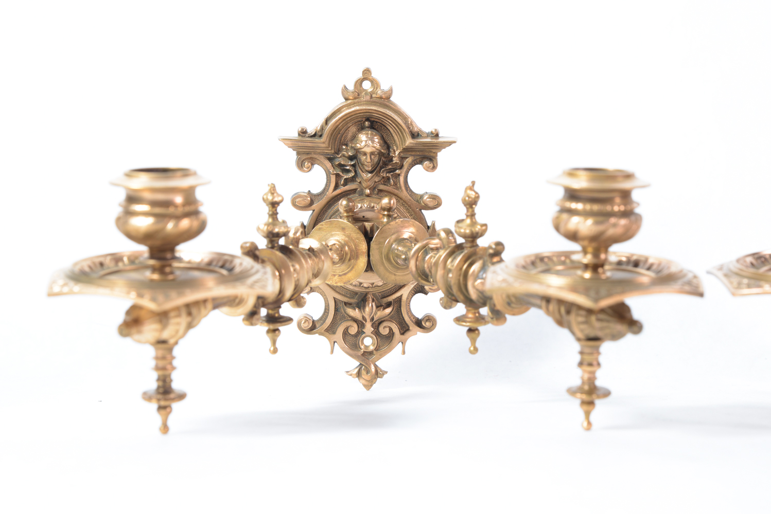 Antique Victorian Solid Brass Wall Mounted Candlestick Holders EBTH