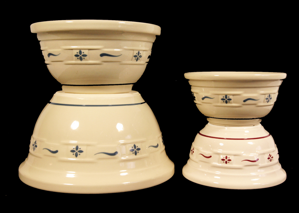 Collection of Longaberger Pottery Mixing Bowls EBTH