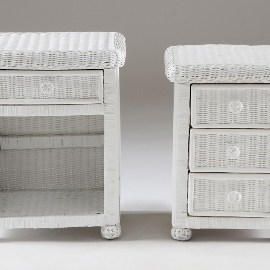 Pier 1 Bristol Collection Wicker Night Stand And Side Table Ebth Pier 1 Bristol Collection Wicker Night Stand And Side Table